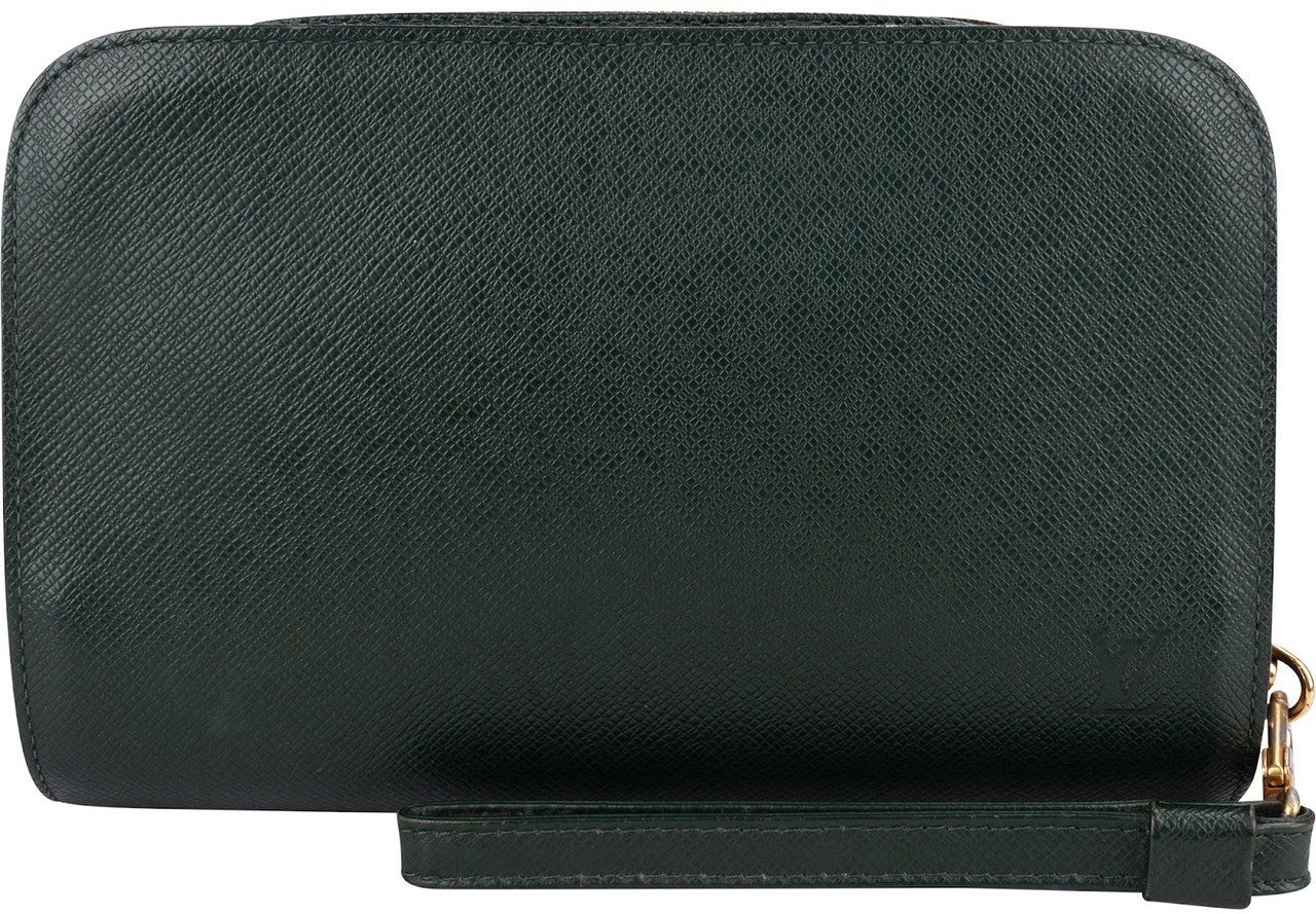 Louis Vuitton Louis Vuitton Green Taiga Leather Baikal Clutch Bag Groen