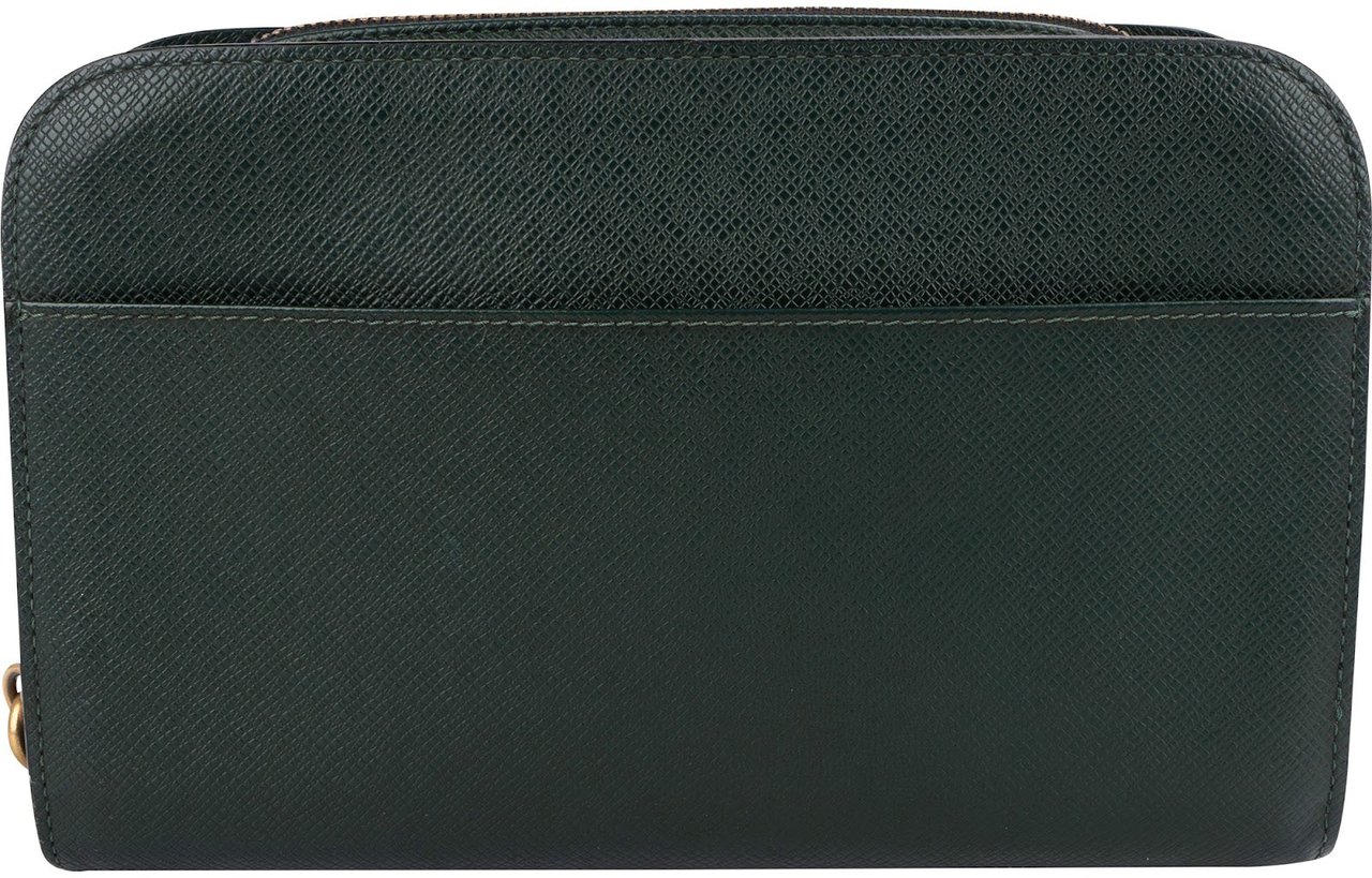 Louis Vuitton Louis Vuitton Green Taiga Leather Baikal Clutch Bag Groen