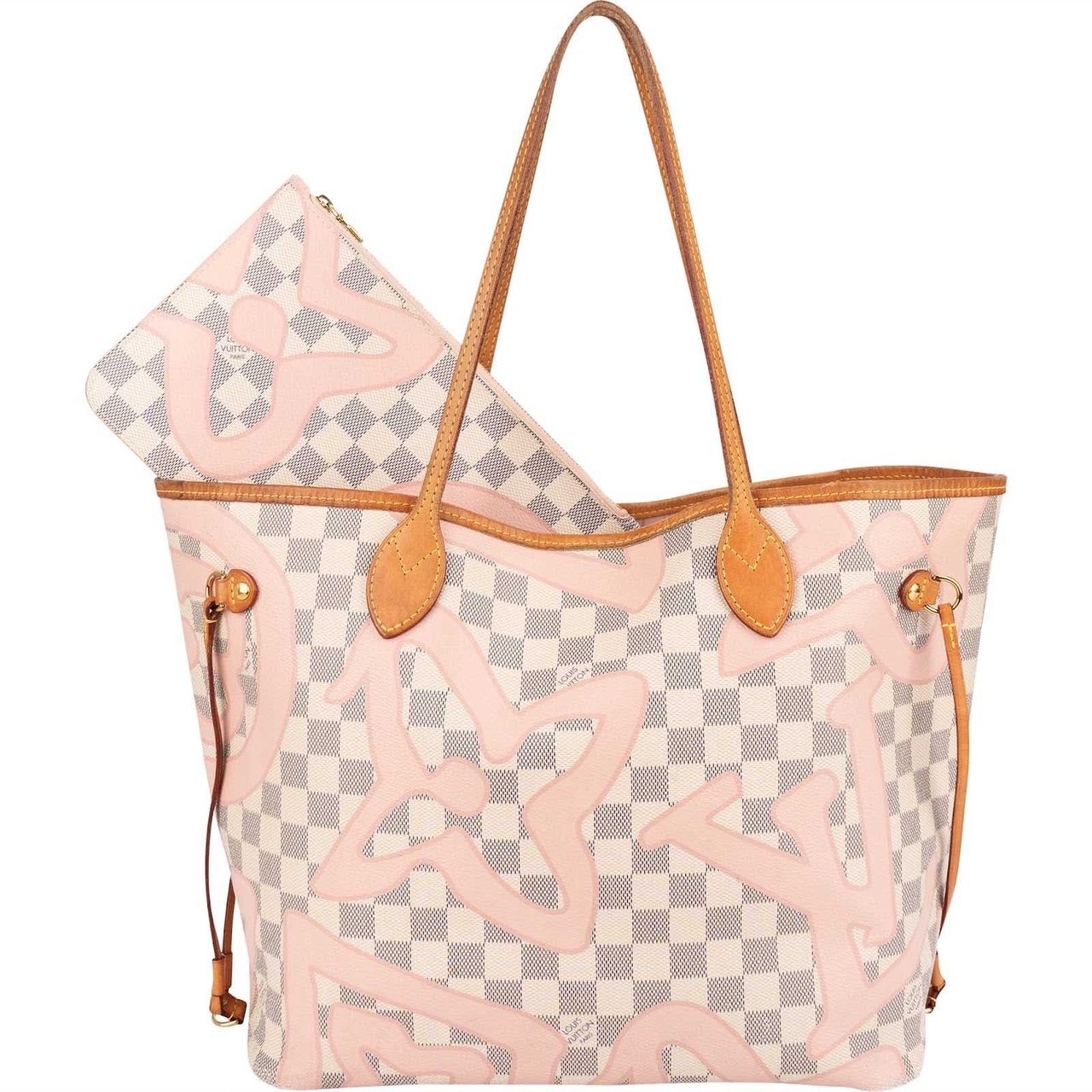 Louis Vuitton Limited Monogram Damier Azur Tahitienne Neverfull MM Shoulder Bag Wit