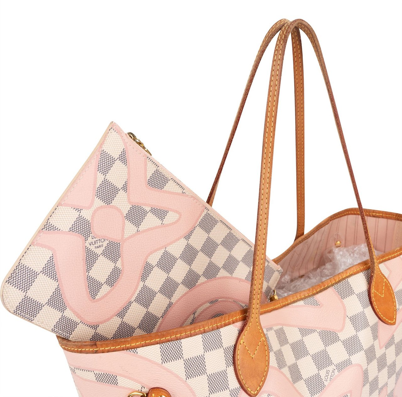 Louis Vuitton Limited Monogram Damier Azur Tahitienne Neverfull MM Shoulder Bag Wit