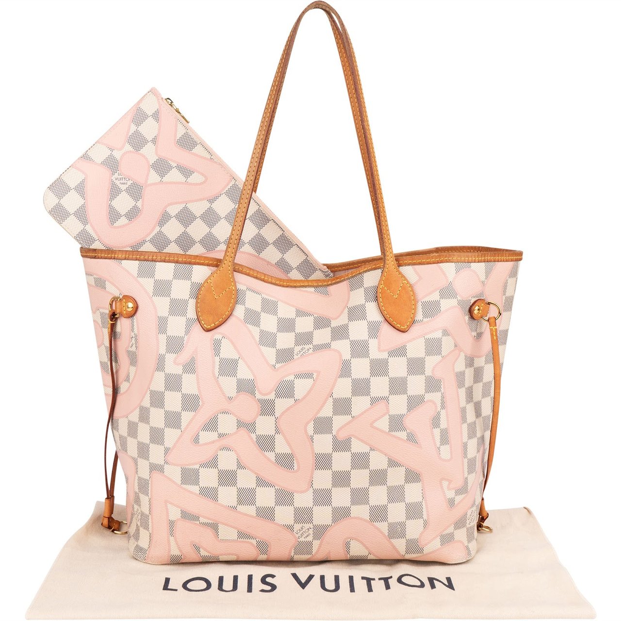 Louis Vuitton Limited Monogram Damier Azur Tahitienne Neverfull MM Shoulder Bag Wit