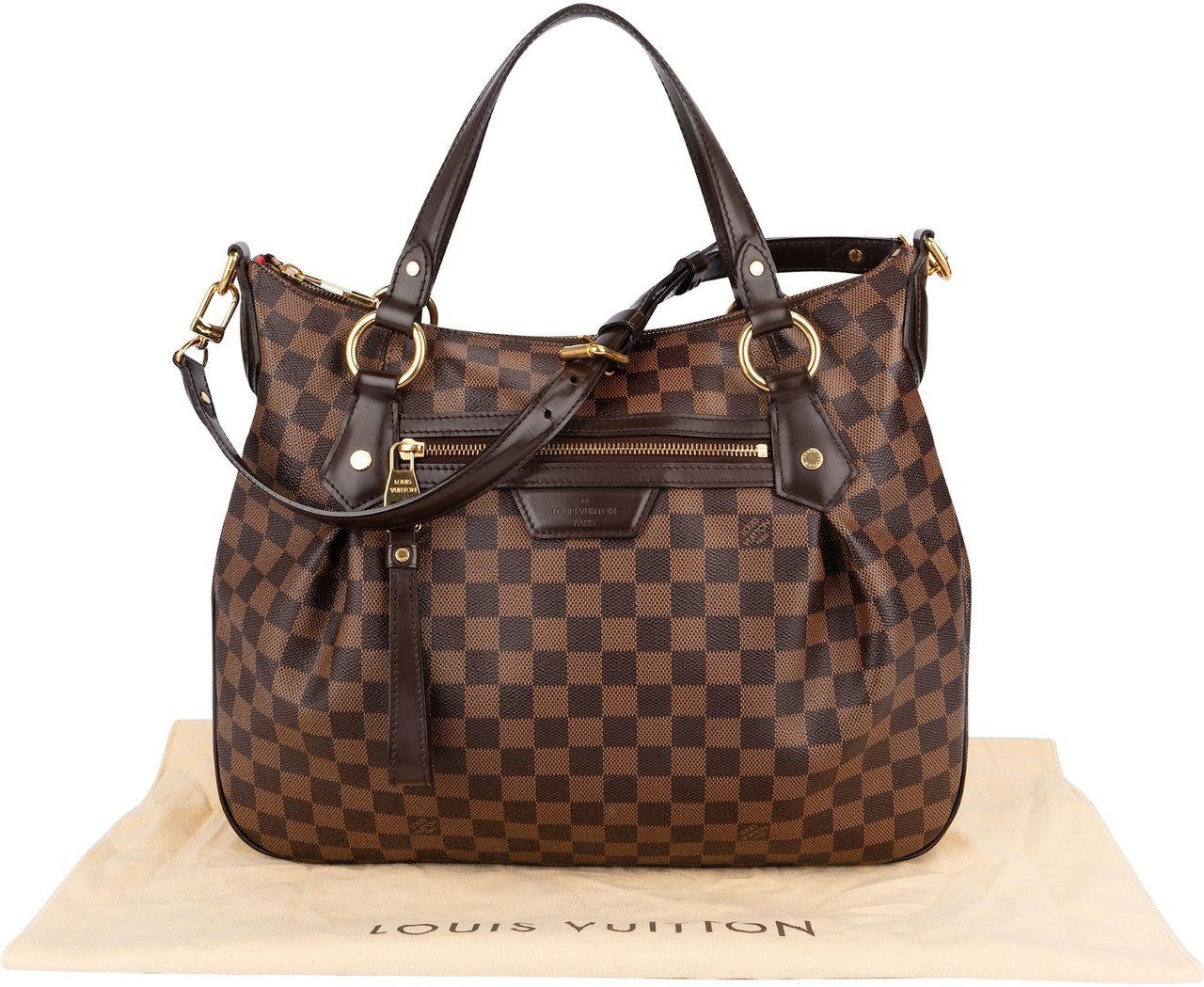 Louis Vuitton Monogram Damier Ebene Evora MM Handbag Bruin