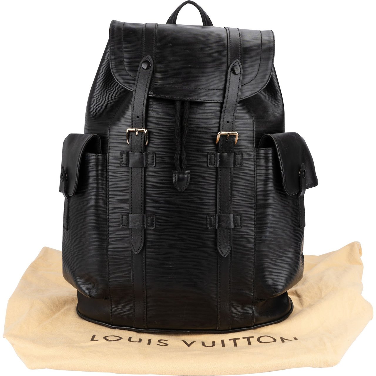 Louis Vuitton Louis Vuitton Noir Epi Leather Christopher Backpack Zwart