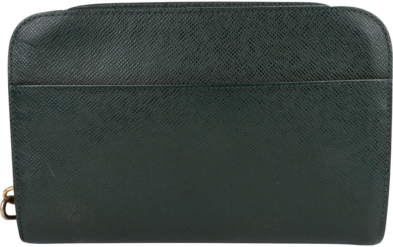 Louis Vuitton Green Taiga Leather Baikal Clutch Bag Groen