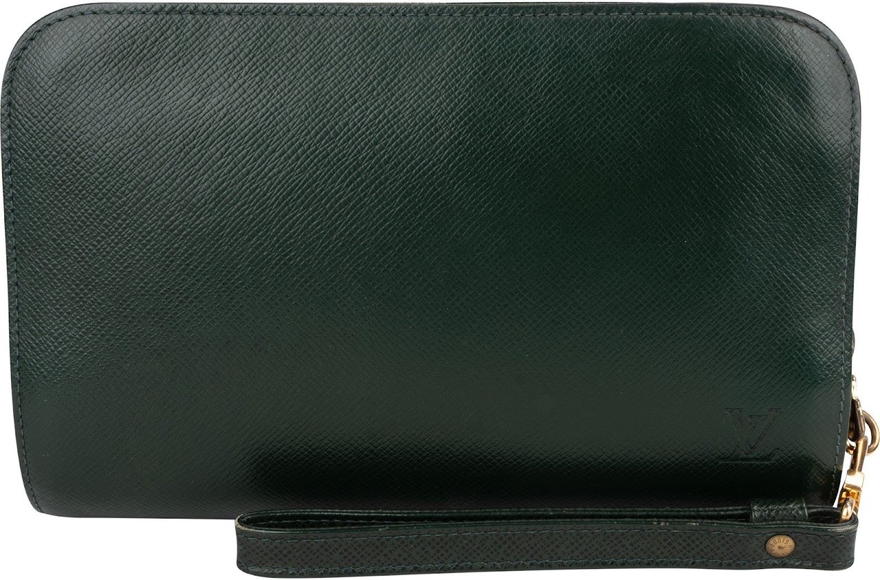Louis Vuitton Green Taiga Leather Baikal Clutch Bag Groen