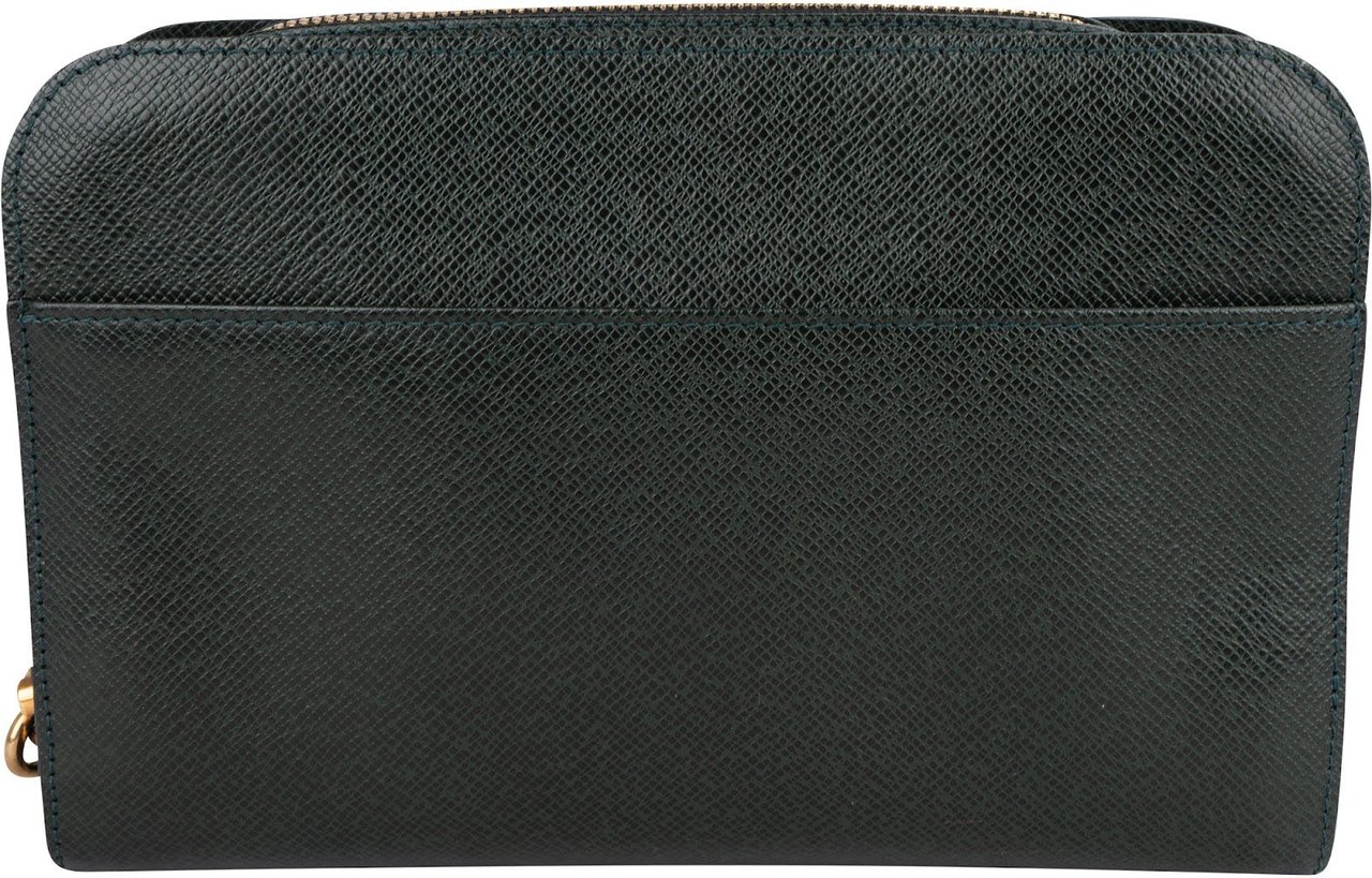 Louis Vuitton Green TaigaLeather Pochette Homme Handbag Groen