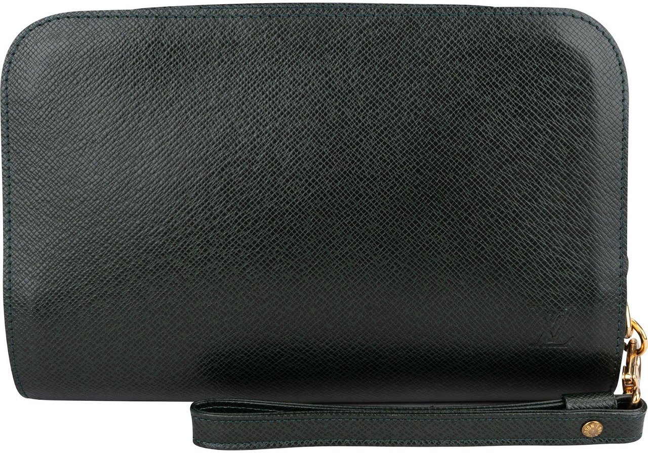 Louis Vuitton Green TaigaLeather Pochette Homme Handbag Groen