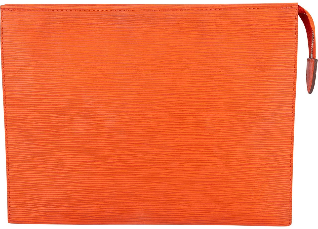 Louis Vuitton Orange Epi Leather Poche Toilette 26 Clutch Oranje