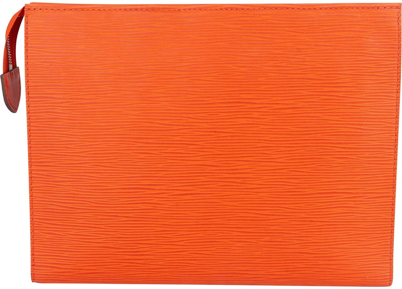 Louis Vuitton Orange Epi Leather Poche Toilette 26 Clutch Oranje