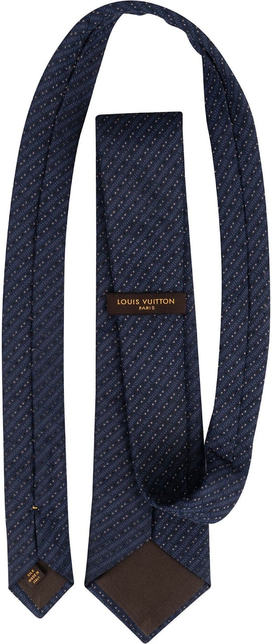 Louis Vuitton Striped and Dots LV Monogram Silk Tie Krawatte Navy