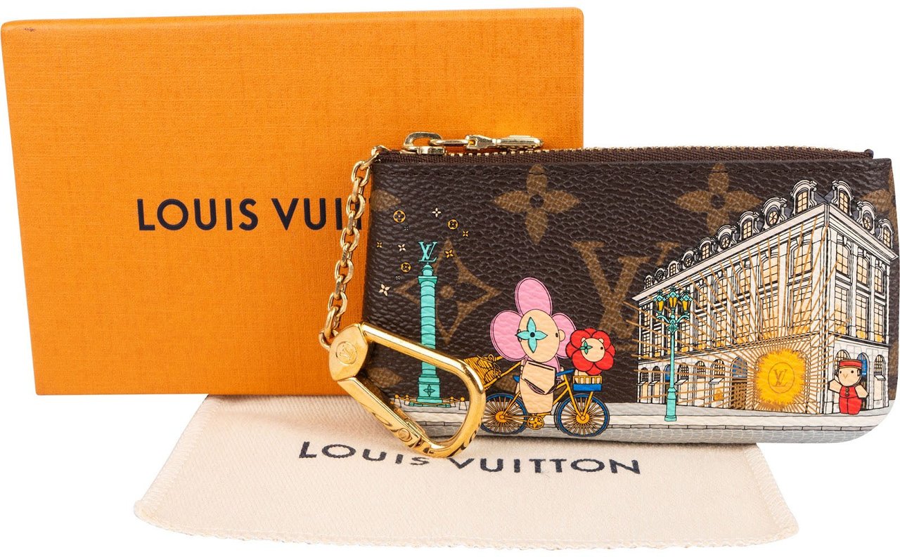 Louis Vuitton Monogram Limited Illustre Vivienne Holiday Paris Vendome Pochette Cles Key Pouch Bruin