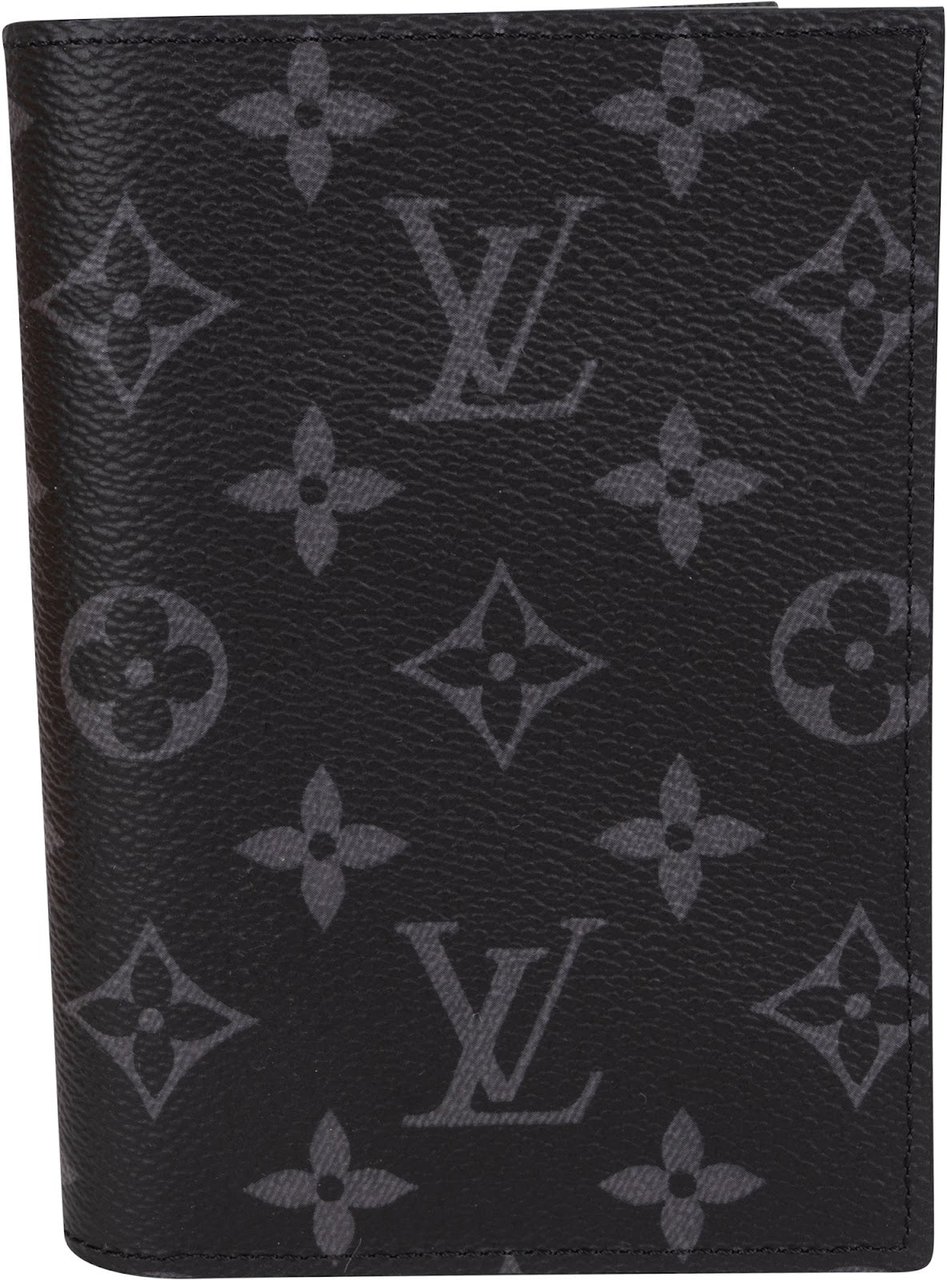 Louis Vuitton Monogram Eclipse Canvas Card Holder Passport Cover Zwart