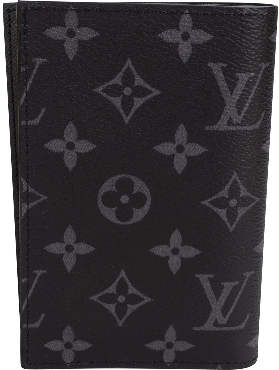 Louis Vuitton Monogram Eclipse Canvas Card Holder Passport Cover Zwart