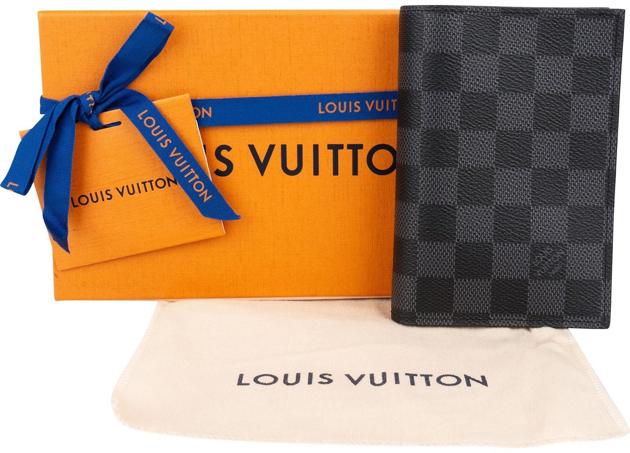 Louis Vuitton Monogram Damier Graphite Canvas Card Holder Passport Cover Zwart