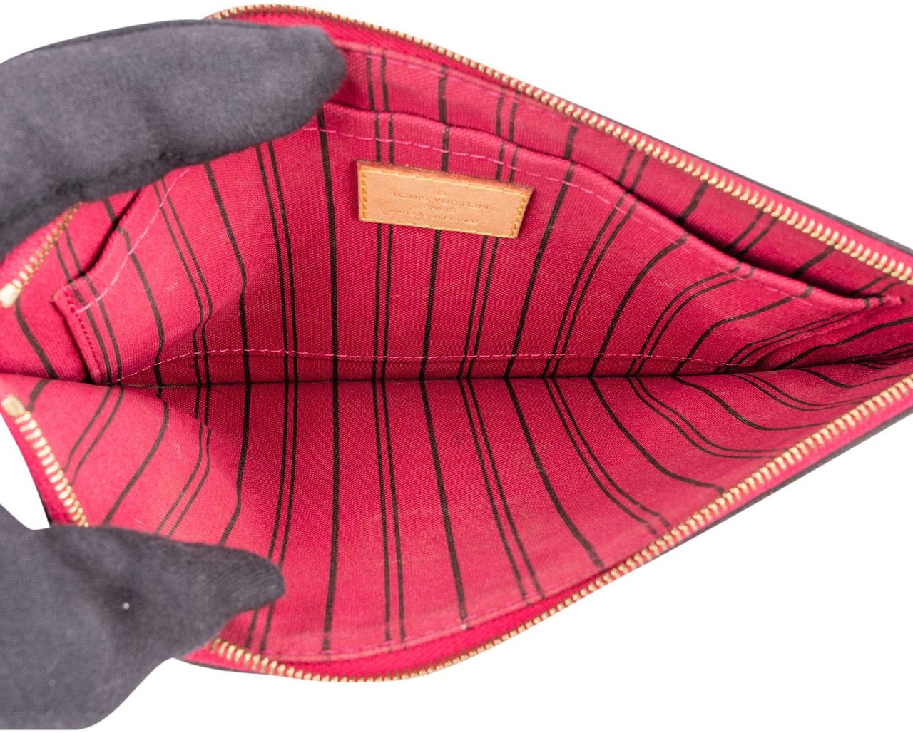 Louis Vuitton Monogram Canvas Neverfull Pochette Accessoires Clutch Rood