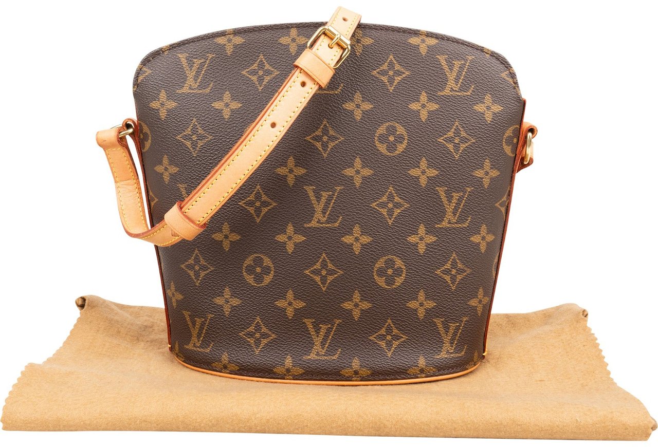 Louis Vuitton Monogram Canvas Drouot Crossbody Bag Bruin