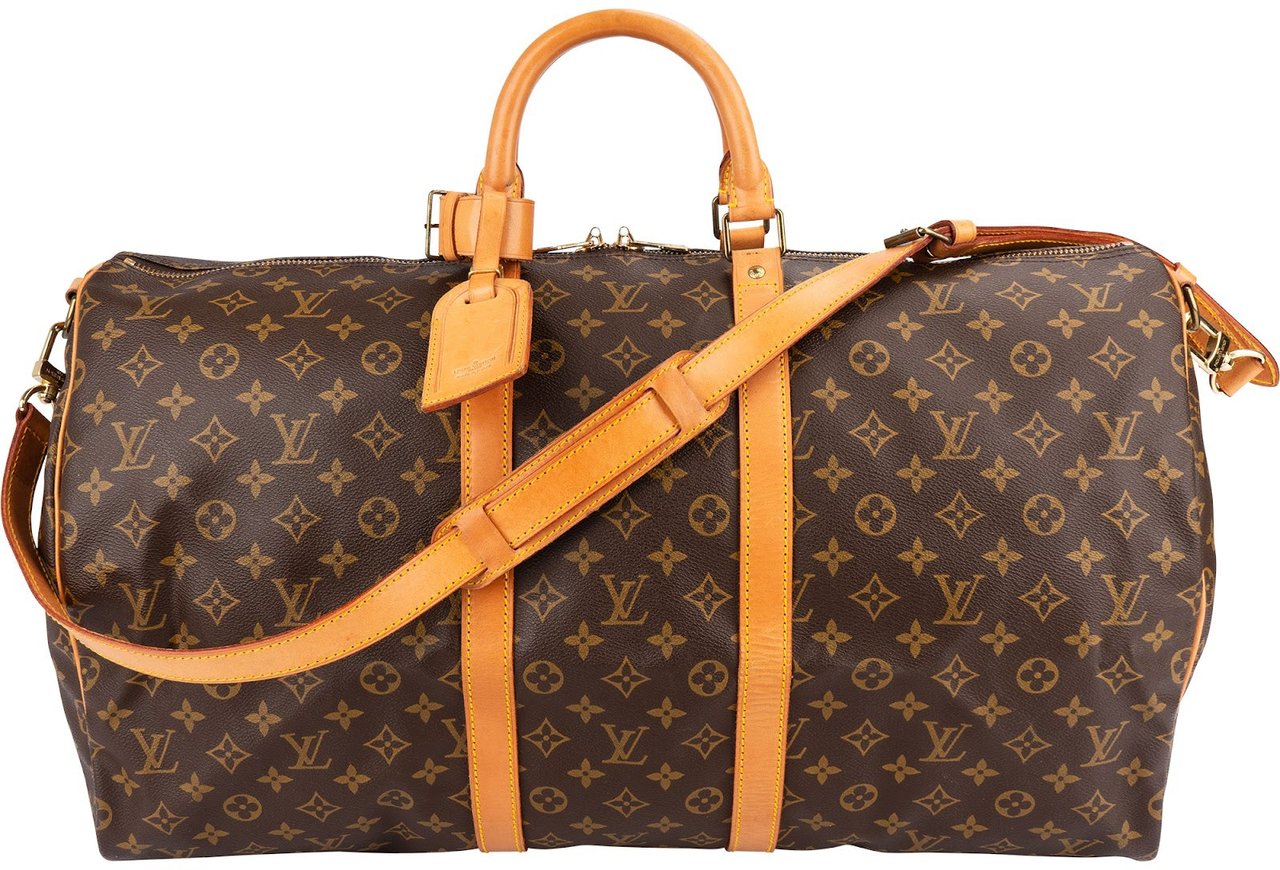 Louis Vuitton Monogram Canvas Keepall 55 Bandoulière Travel Bag Bruin