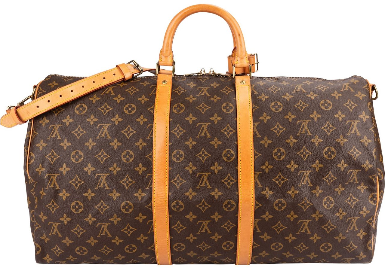 Louis Vuitton Monogram Canvas Keepall 55 Bandoulière Travel Bag Bruin