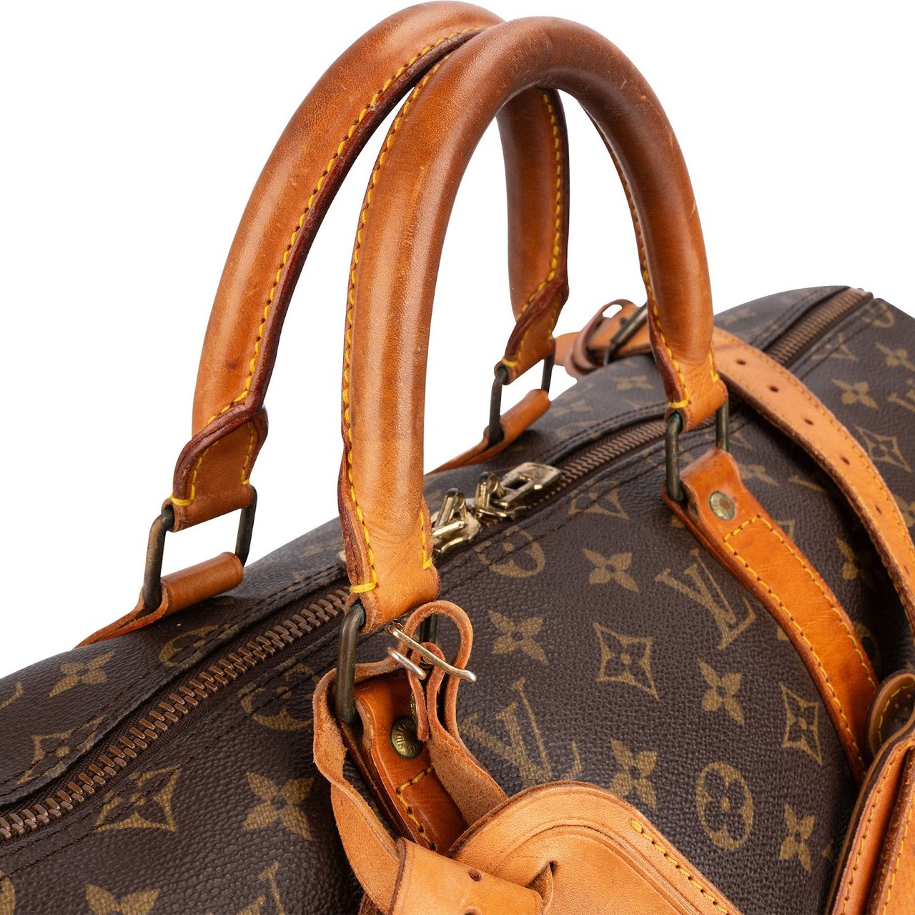 Louis Vuitton Monogram Canvas Keepall 50 Bandoulière Travel Bag Bruin