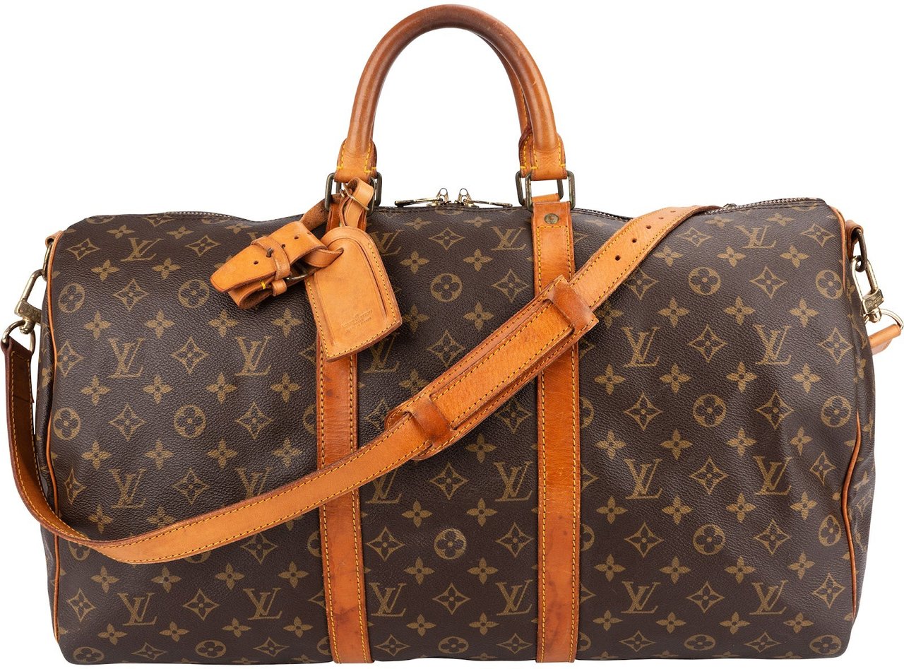 Louis Vuitton Monogram Canvas Keepall 50 Bandoulière Travel Bag Bruin