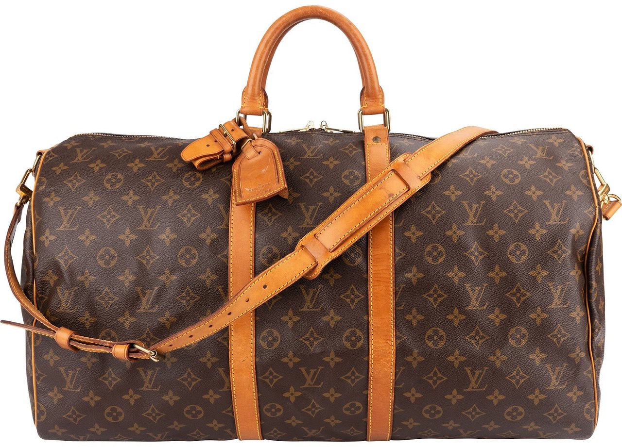 Louis Vuitton Monogram Canvas Keepall 55 Bandoulière Travel Bag Bruin