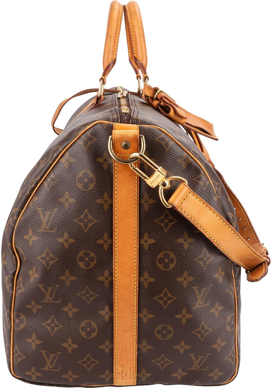 Louis Vuitton Monogram Canvas Keepall 55 Bandoulière Travel Bag Bruin