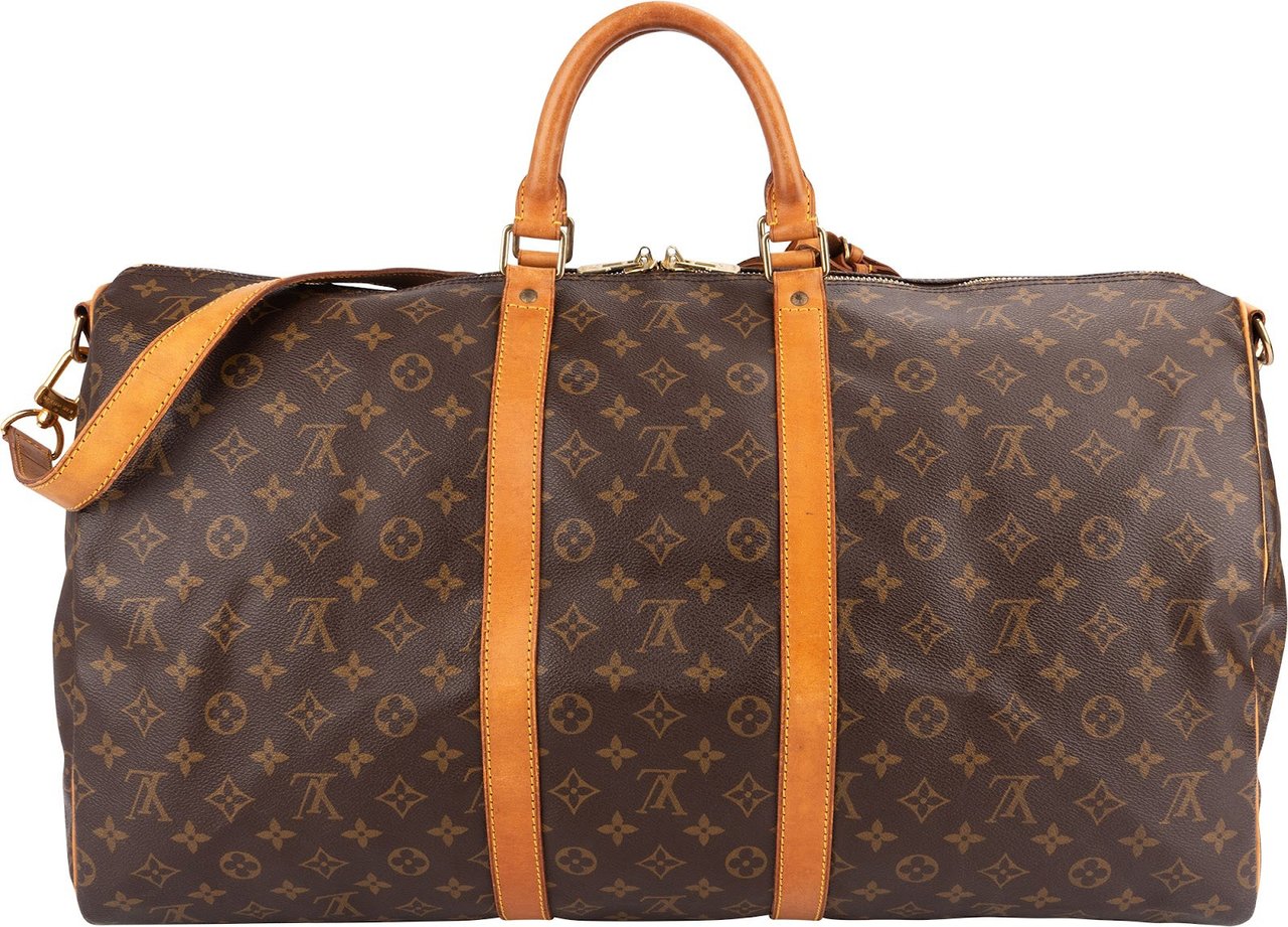 Louis Vuitton Monogram Canvas Keepall 55 Bandoulière Travel Bag Bruin