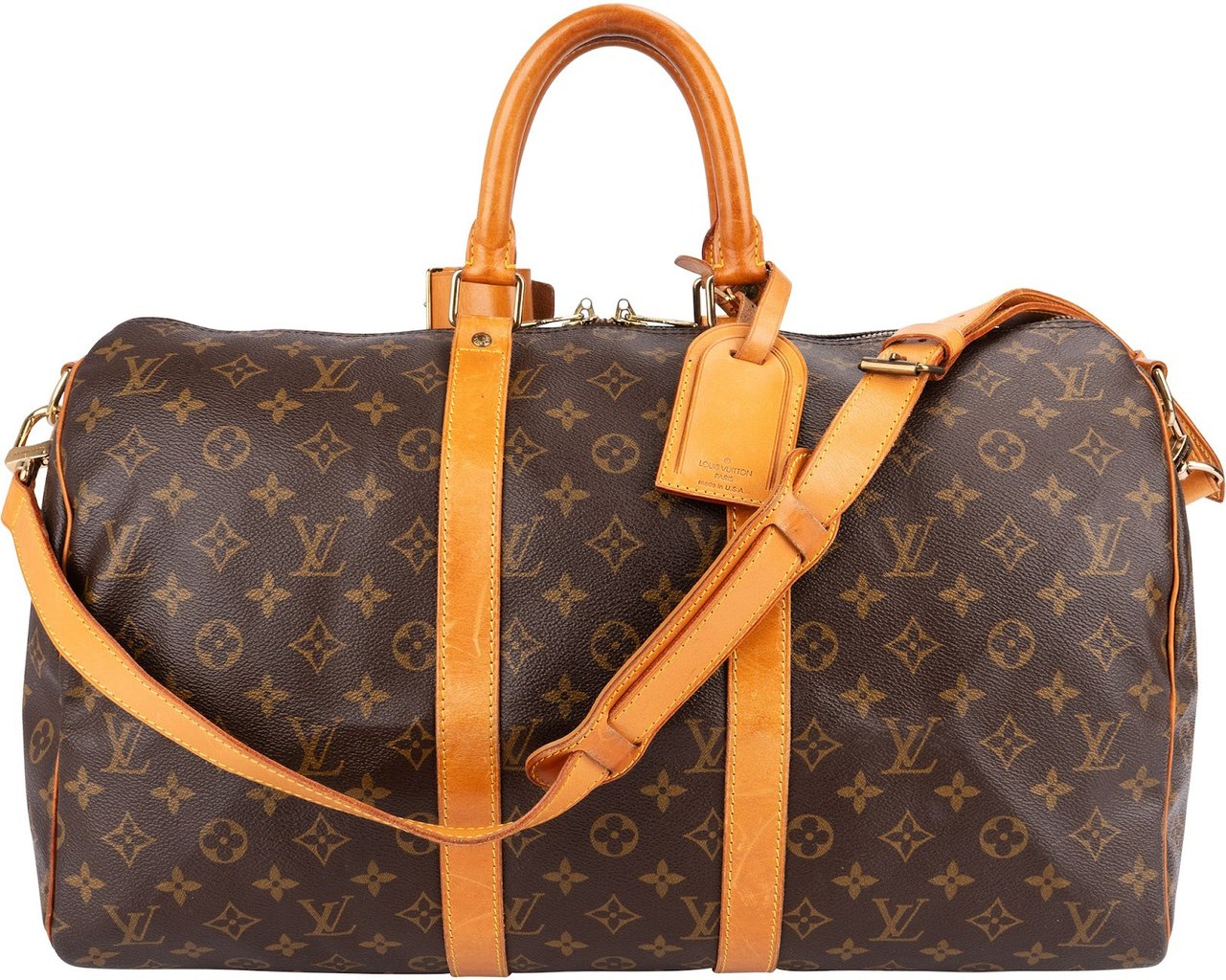 Louis Vuitton Monogram Canvas Keepall 45 Bandoulière Travel Bag Bruin