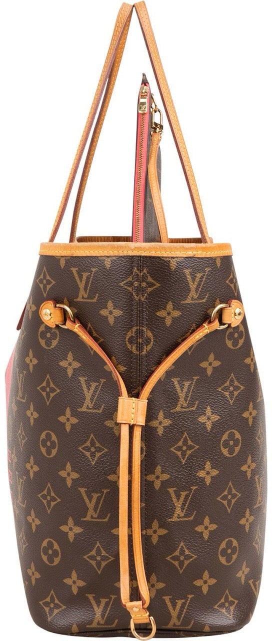 Louis Vuitton Monogram Canvas V Grenade Fuchsia Neverfull MM Shoulder Bag Bruin