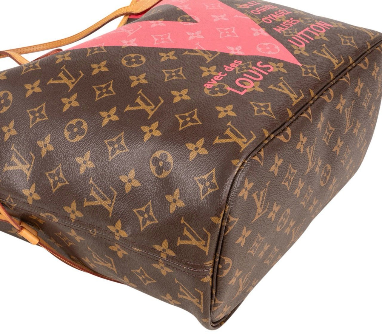 Louis Vuitton Monogram Canvas V Grenade Fuchsia Neverfull MM Shoulder Bag Bruin
