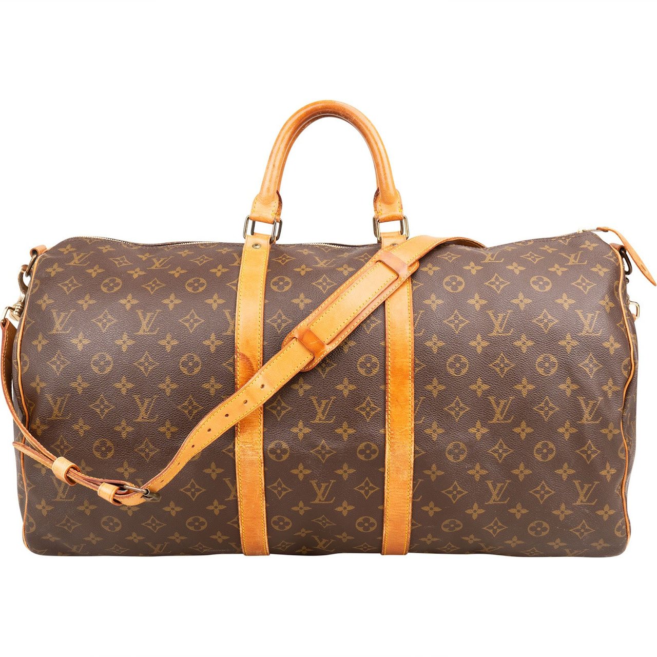 Louis Vuitton Monogram Canvas Keepall 55 Bandoulière Travel Bag Bruin