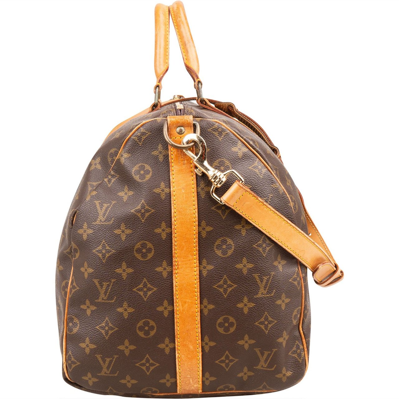 Louis Vuitton Monogram Canvas Keepall 55 Bandoulière Travel Bag Bruin