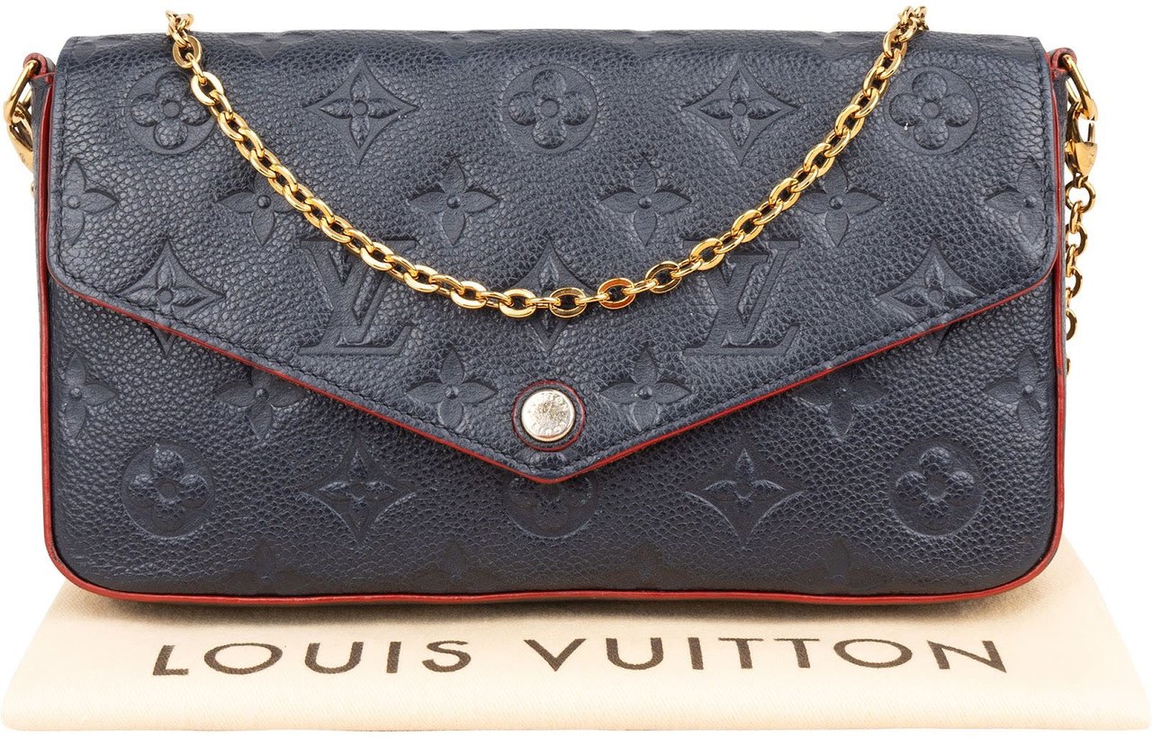 Louis Vuitton Monogram Empreinte Leather Felicie Crossbody Bag Navy