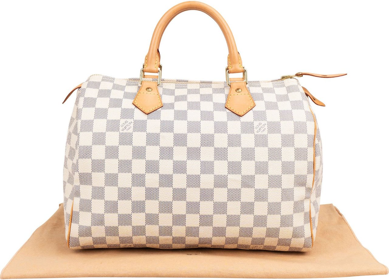 Louis Vuitton Monogram Damier Azur Speedy 30 Handbag Wit