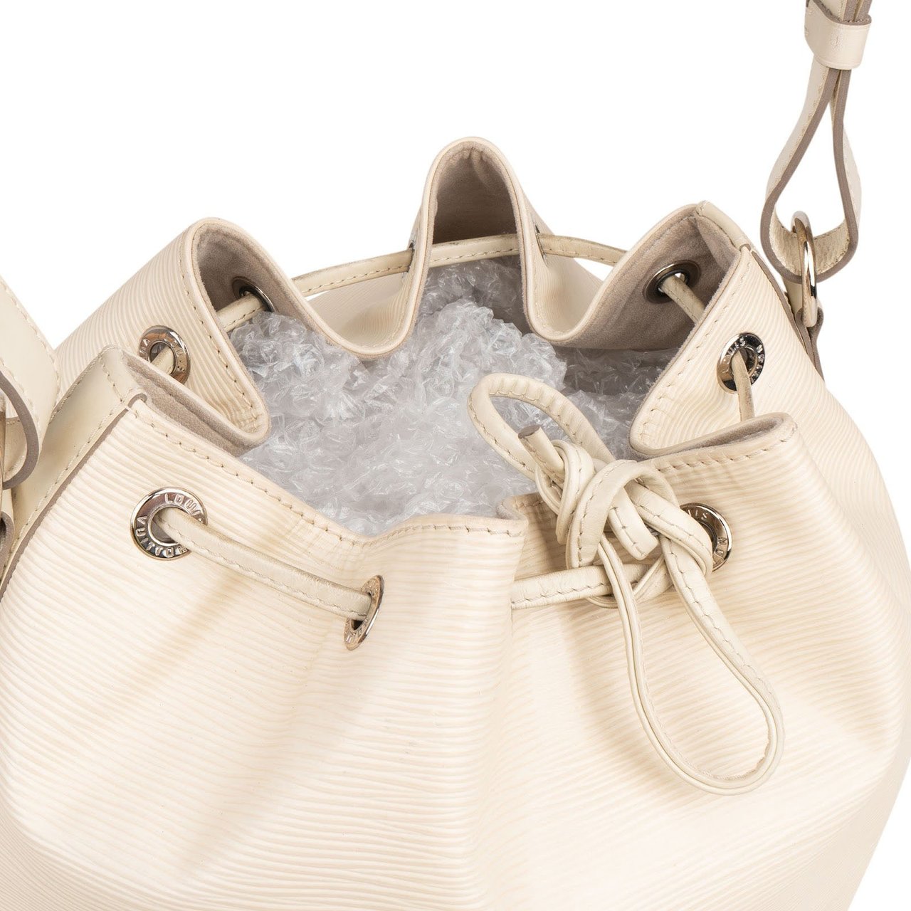 Louis Vuitton Blanco Epi Leather NM Sac Noé Petit Shoulder Bag Wit