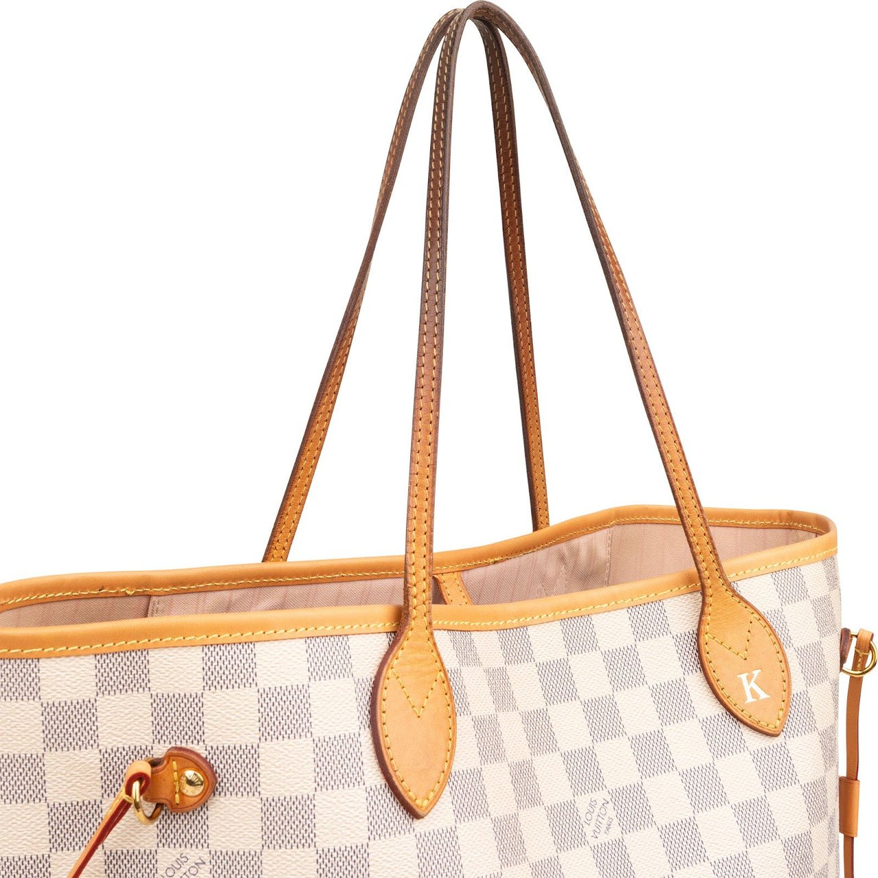 Louis Vuitton Monogram Damier Azur Canvas Neverfull MM Shoulder Bag Wit