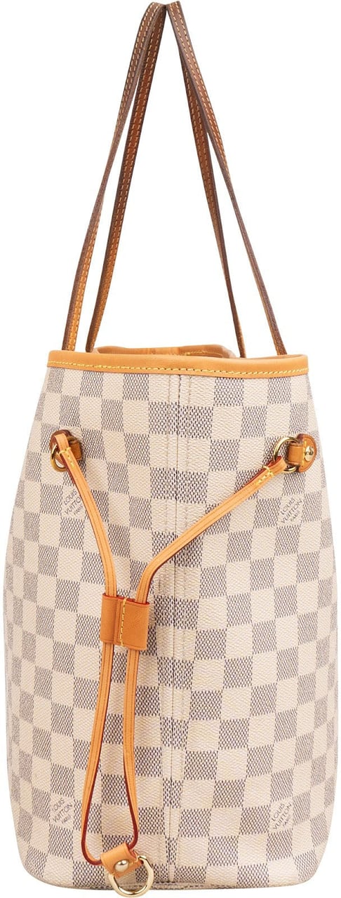 Louis Vuitton Monogram Damier Azur Canvas Neverfull MM Shoulder Bag Wit
