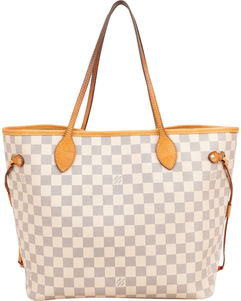 Louis Vuitton Monogram Damier Azur Canvas Neverfull MM Shoulder Bag Wit