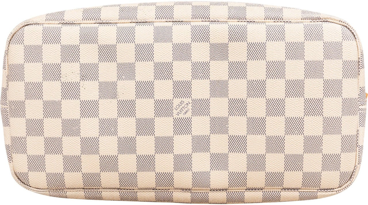 Louis Vuitton Monogram Damier Azur Canvas Neverfull MM Shoulder Bag Wit