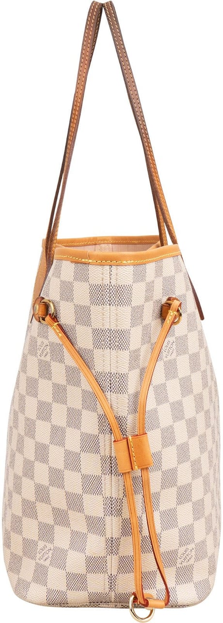 Louis Vuitton Monogram Damier Azur Canvas Neverfull MM Shoulder Bag Wit