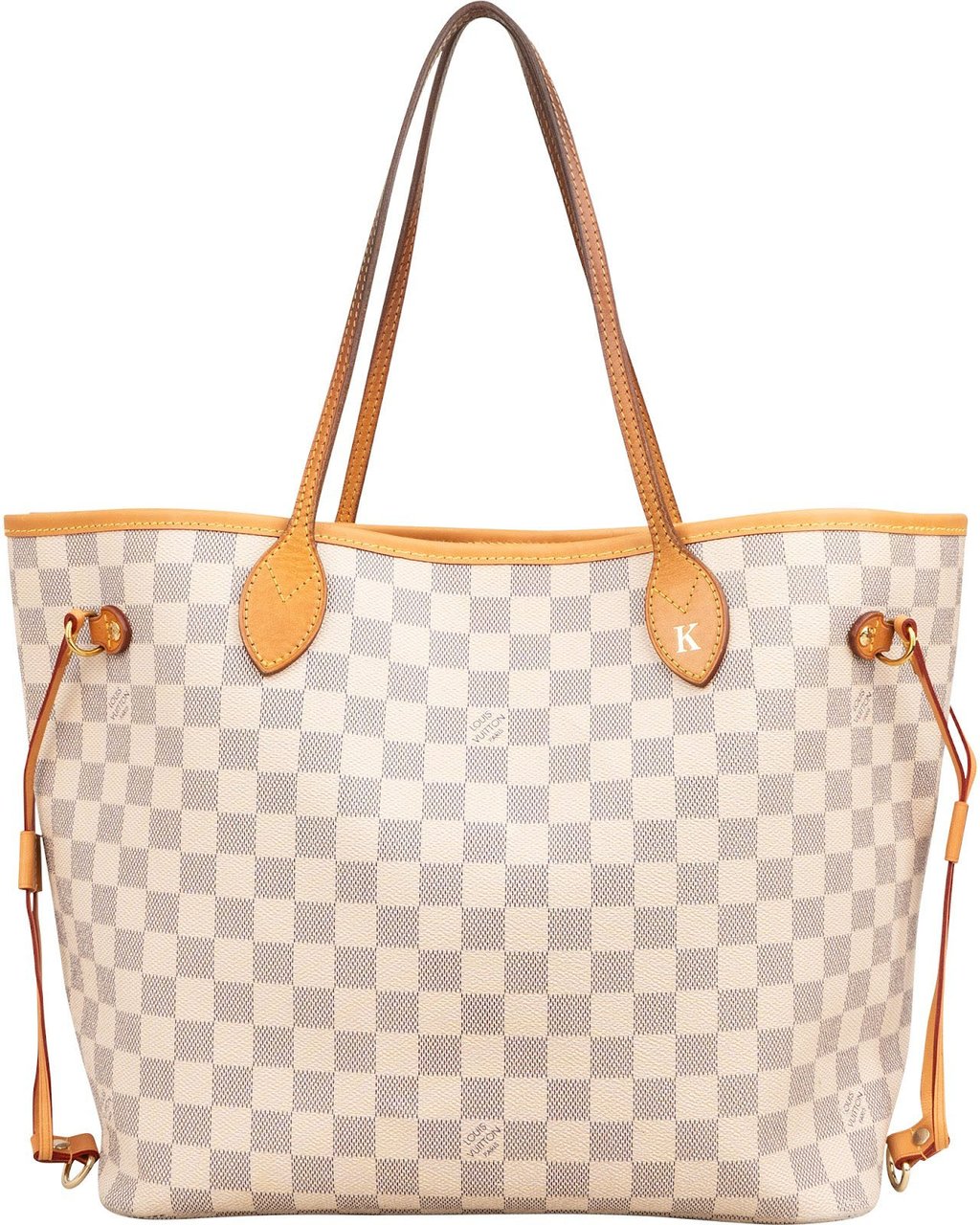 Louis Vuitton Monogram Damier Azur Canvas Neverfull MM Shoulder Bag Wit