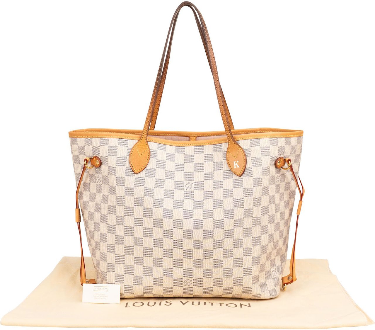 Louis Vuitton Monogram Damier Azur Canvas Neverfull MM Shoulder Bag Wit