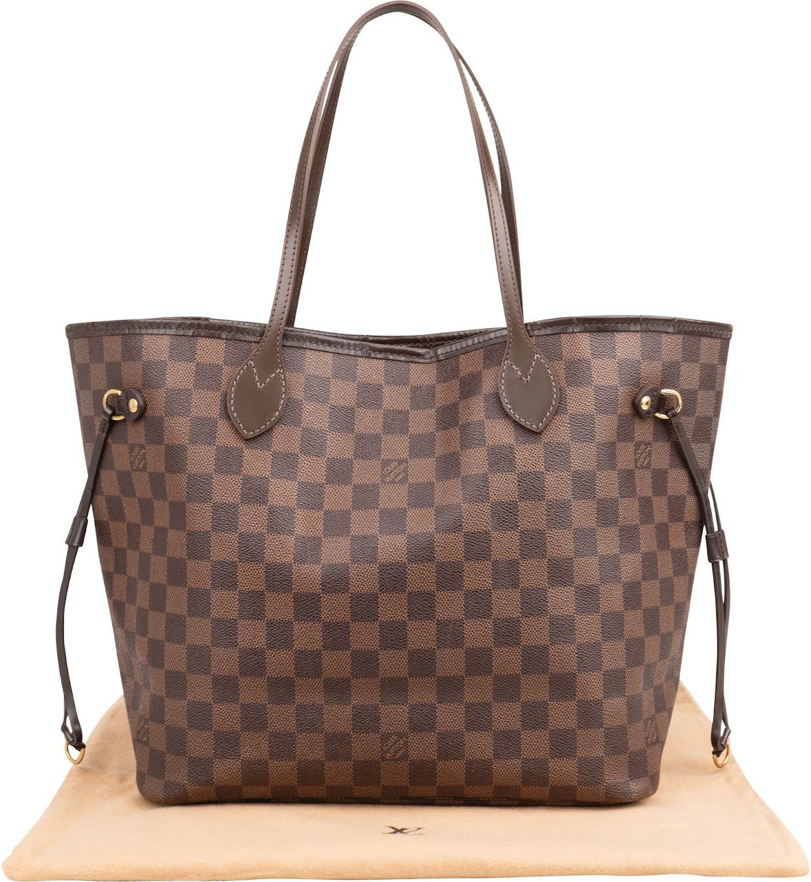 Louis Vuitton Monogram Damier Ebene Neverfull MM Shoulder Bag Bruin