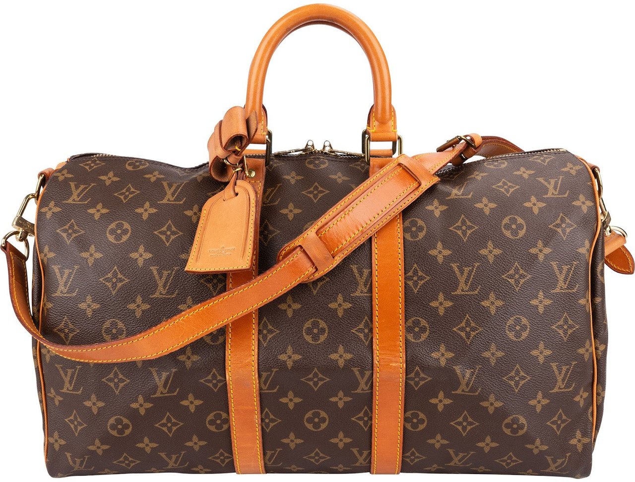 Louis Vuitton Monogram Canvas Keepall 45 Bandoulière Travel Bag Bruin