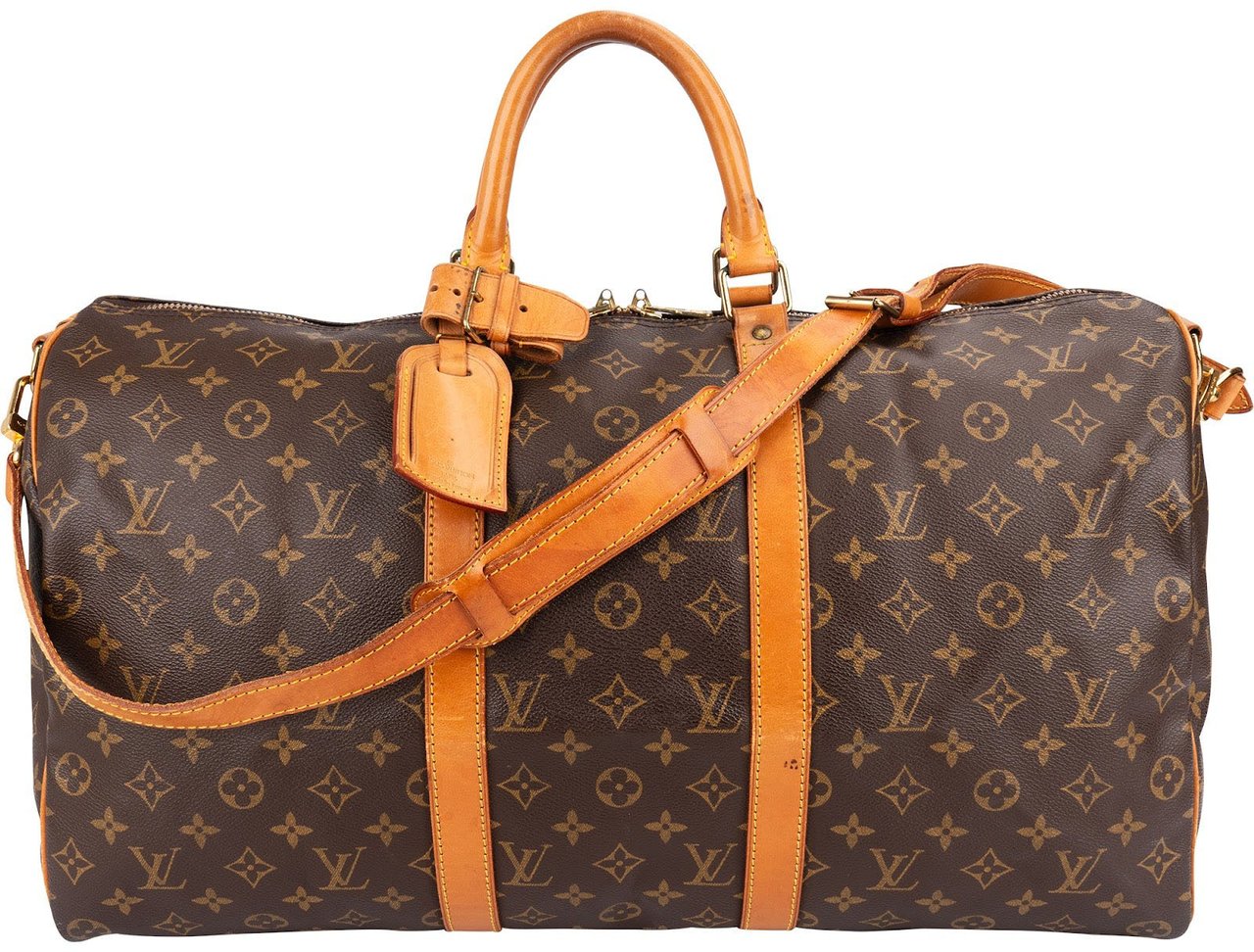 Louis Vuitton Monogram Canvas Keepall 50 Bandoulière Travel Bag Bruin