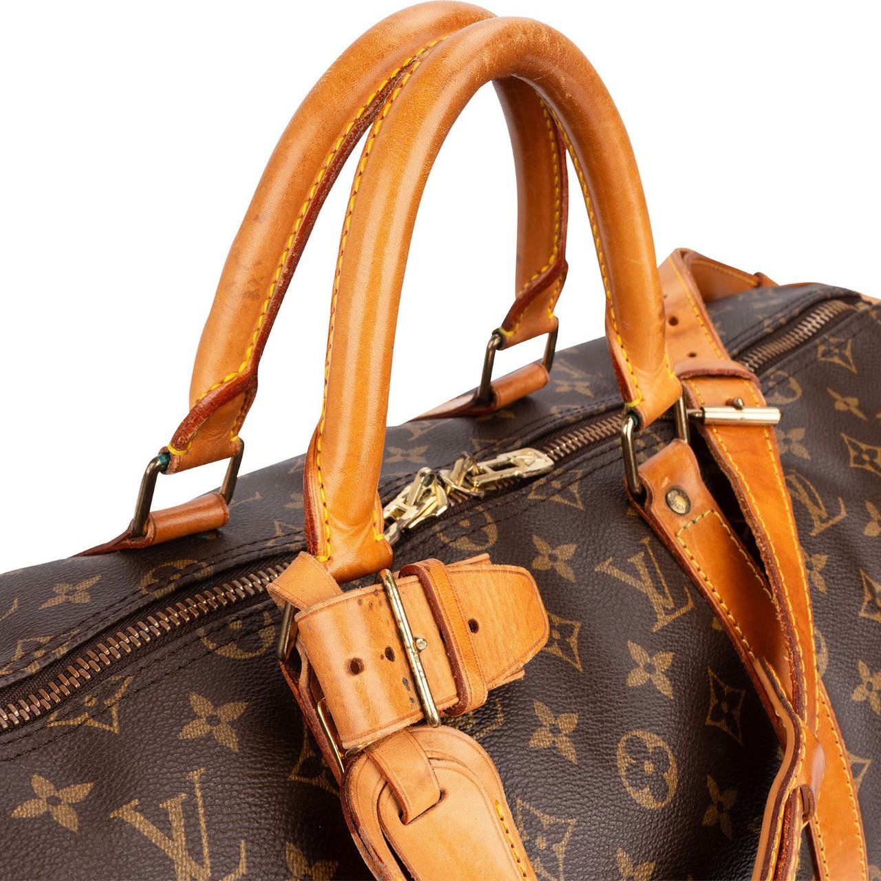 Louis Vuitton Monogram Canvas Keepall 50 Bandoulière Travel Bag Bruin