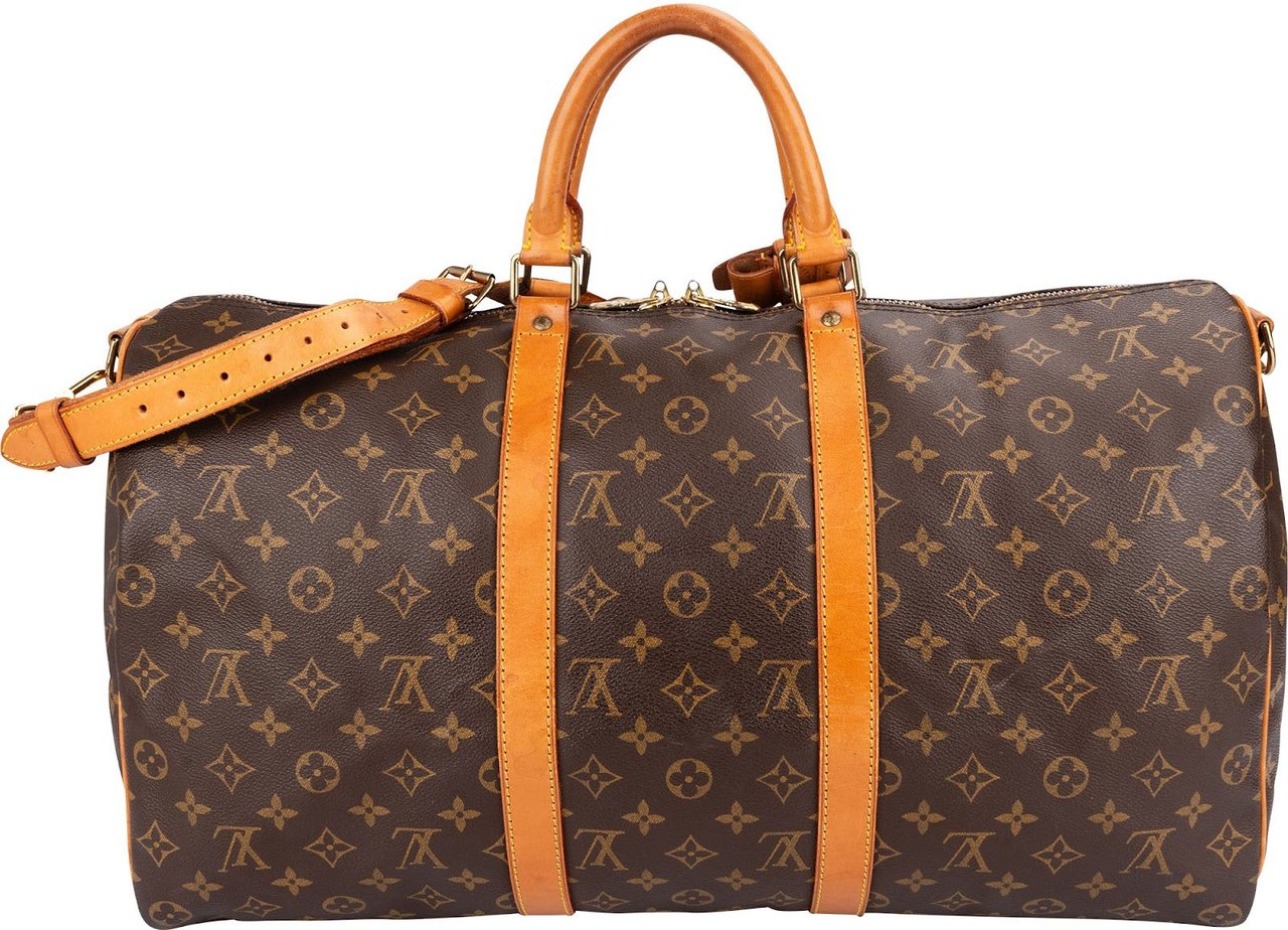 Louis Vuitton Monogram Canvas Keepall 50 Bandoulière Travel Bag Bruin