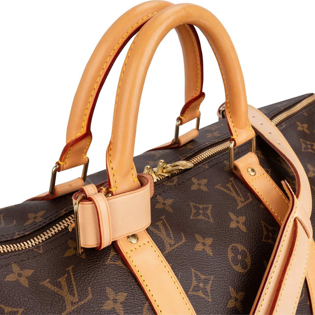 Louis Vuitton Monogram Canvas Keepall 50 Bandoulière Travel Bag Bruin
