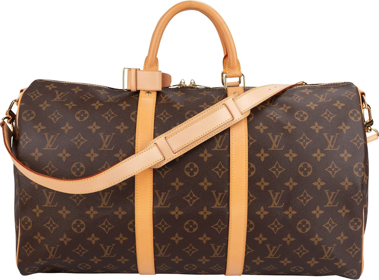 Louis Vuitton Monogram Canvas Keepall 50 Bandoulière Travel Bag Bruin