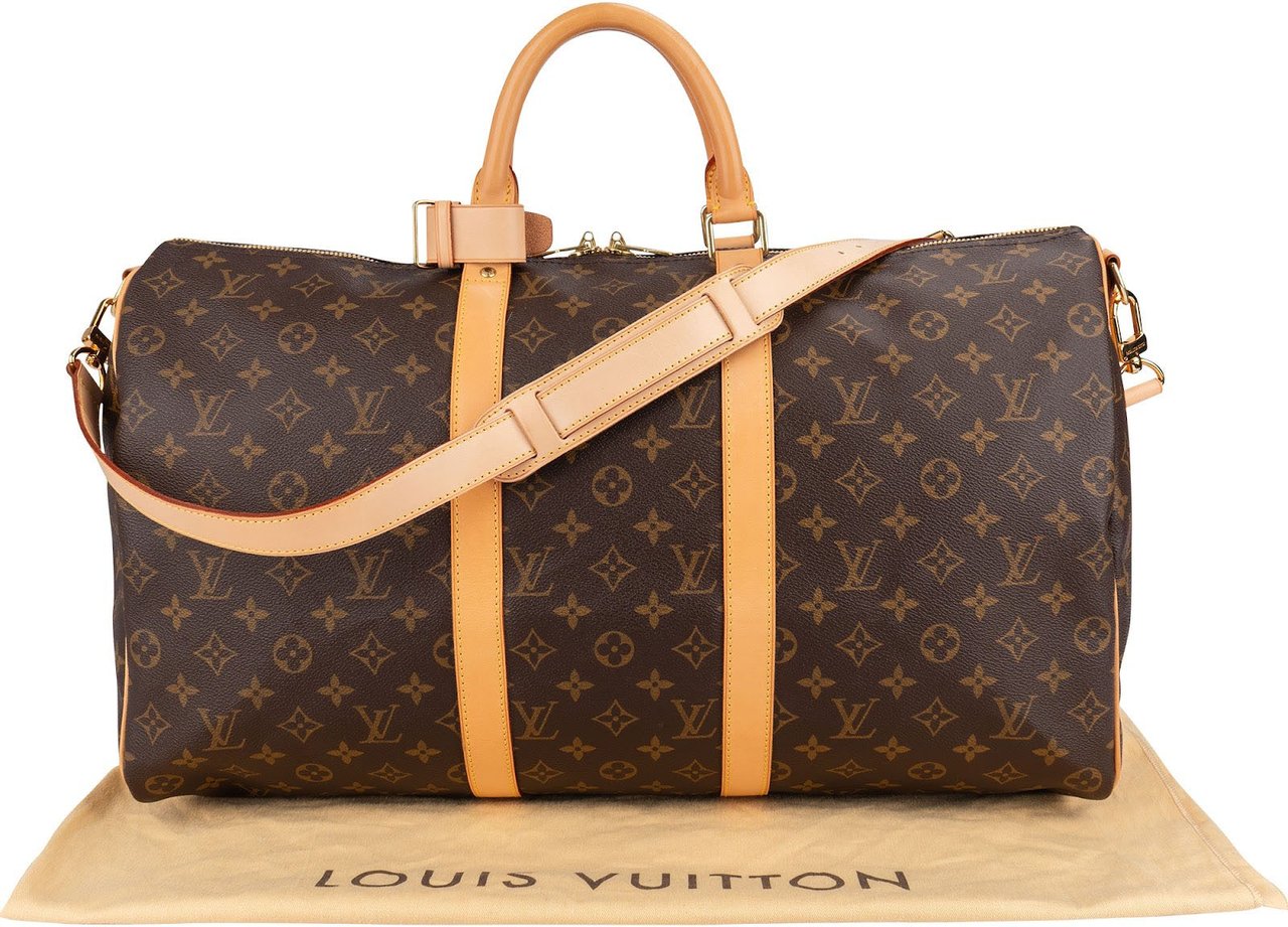 Louis Vuitton Monogram Canvas Keepall 50 Bandoulière Travel Bag Bruin
